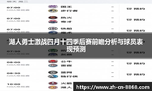 湖人勇士激战四月十四季后赛前瞻分析与球员表现预测